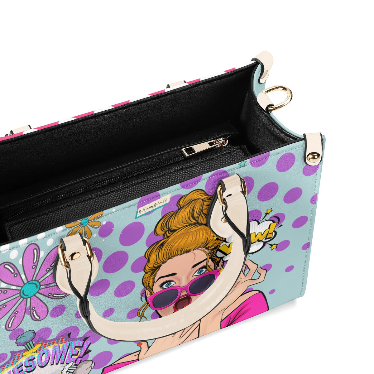 Pop Art Funky Fun Retro Reversible Handbag, Shoulder Bag - Mid Century Modern Gal