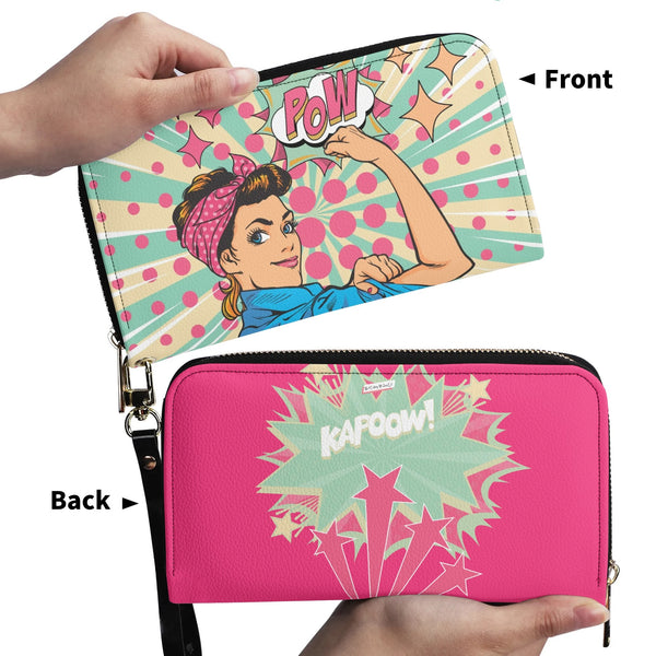 Women Empowerment Pop Art Retro Funky Fun Wallet Wristlet