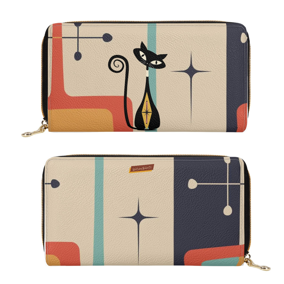 Retro Atomic Kitschy Cat, Mid Century Modern Designed Wallet - Mid Century Modern Gal