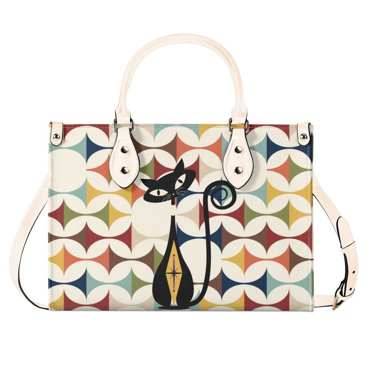 Mid Century Modern Atomic Cat Handbag, Kitschy Quirky Fun Mod Shoulder Bag, Handbag - Mid Century Modern Gal