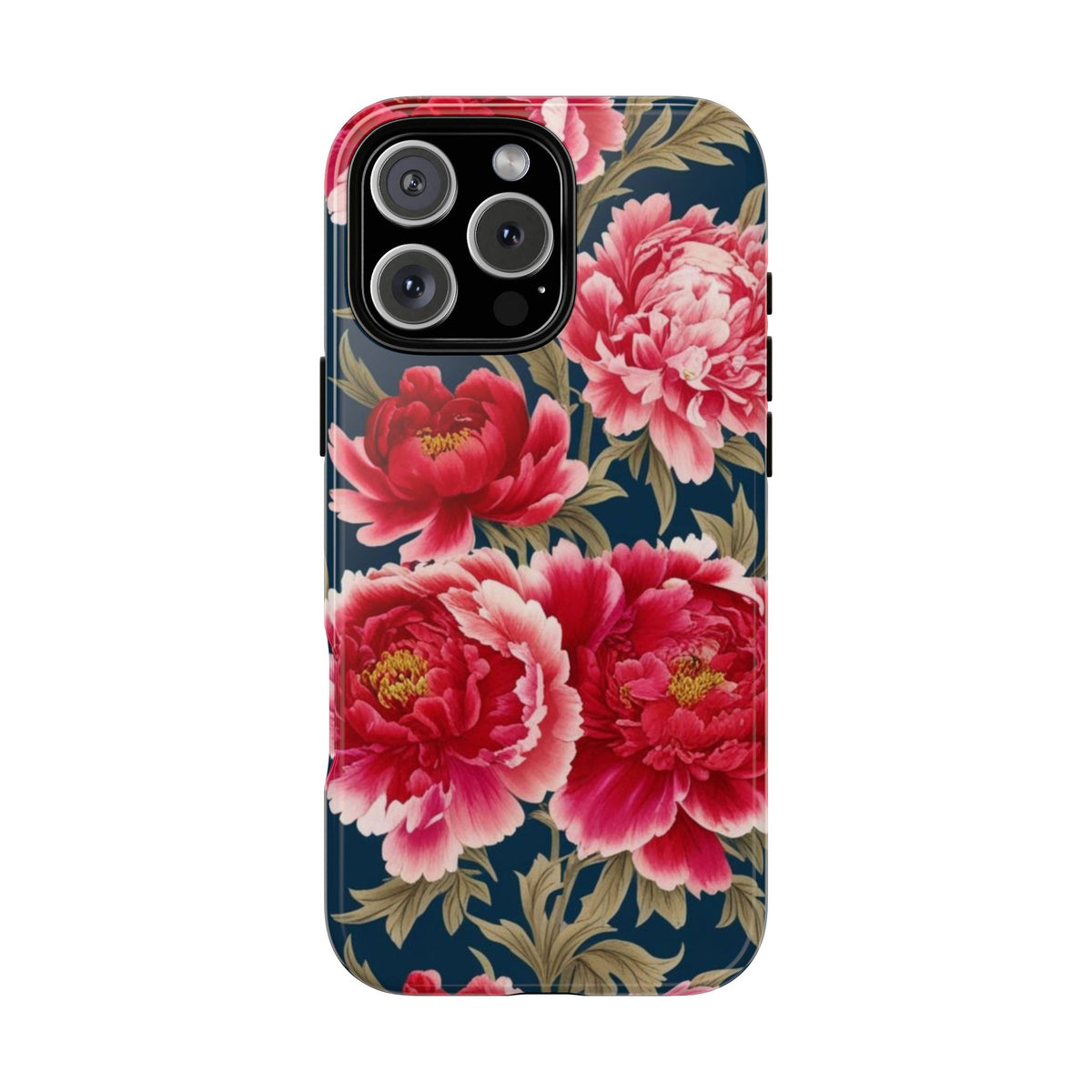 Chinoiserie Royal Blue Pink, Red Roses And Peony Floral Tough Phone Case