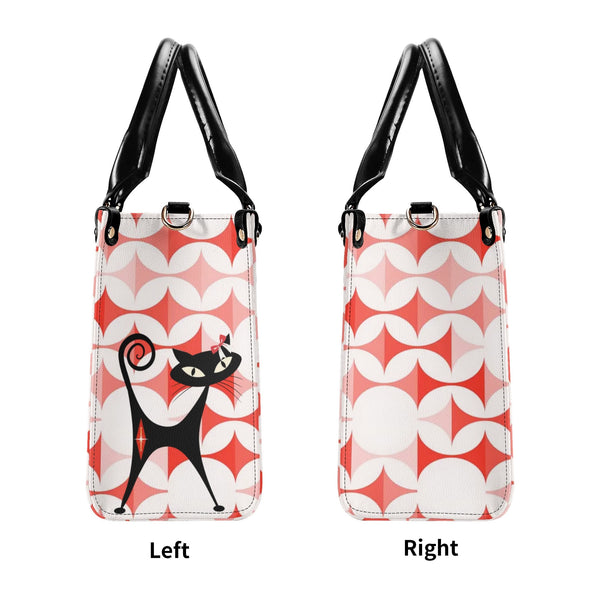 Atomic Cat Handbag, Kitschy Cat With Couquette Bow, Scandi Designed Funky Fun Shoulder Bag