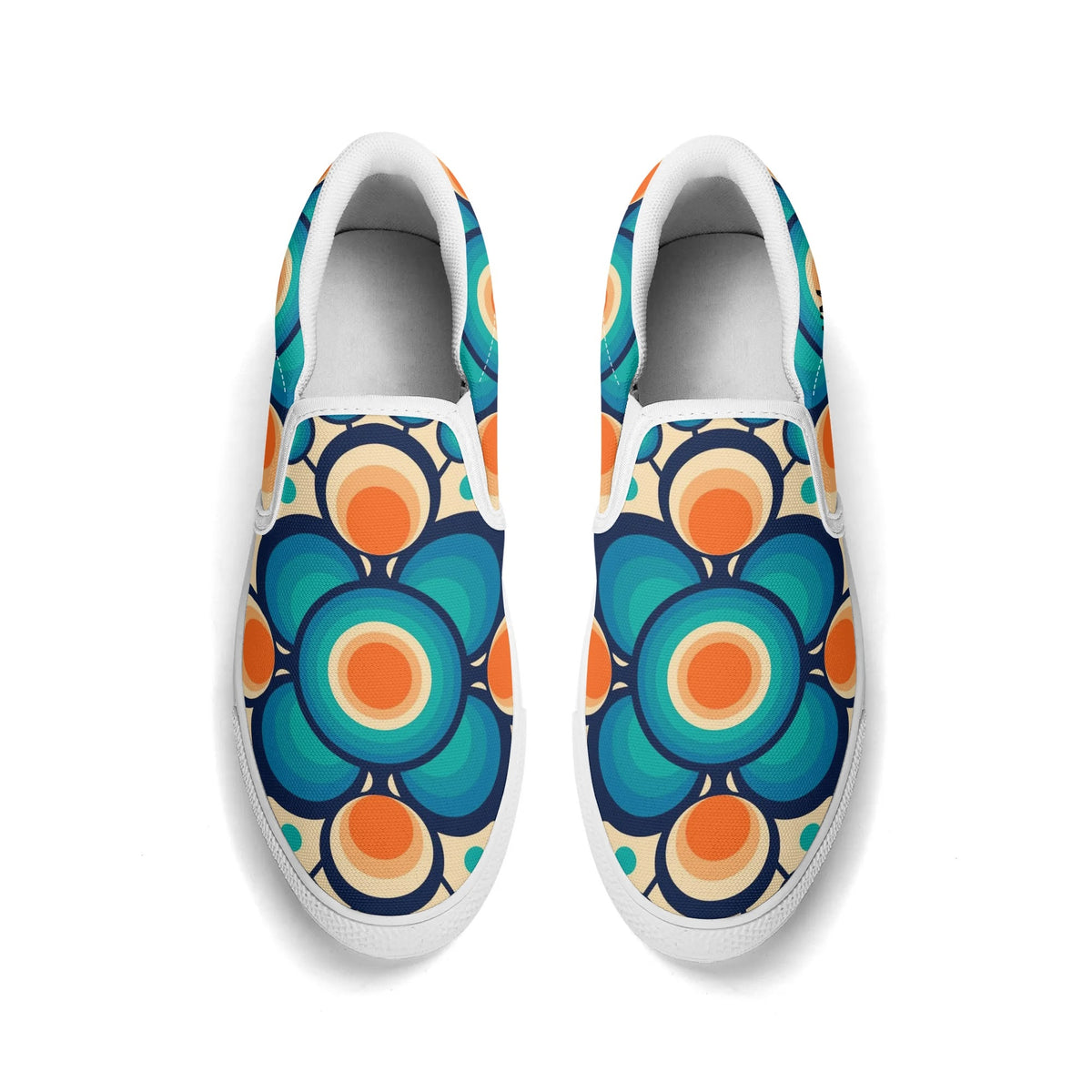 Retro Groovy Mod Canvas Loafer Shoes, Orange, Blue, Im Not Old, Im Mid Century Modern - Mid Century Modern Gal