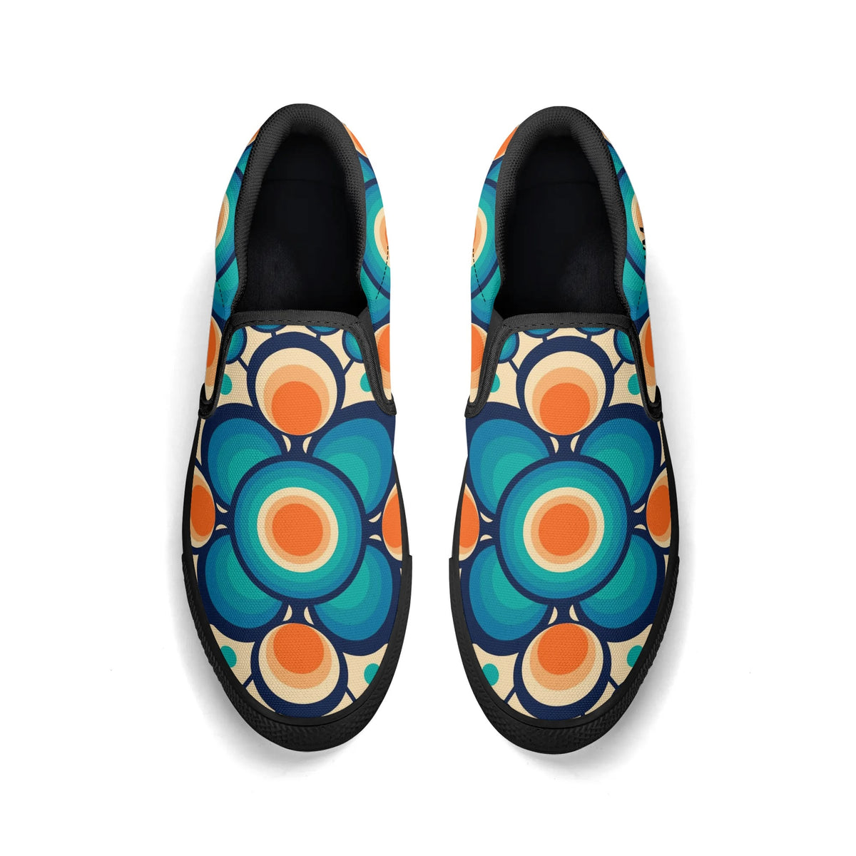 Retro Groovy Mod Canvas Loafer Shoes, Orange, Blue, Im Not Old, Im Mid Century Modern - Mid Century Modern Gal