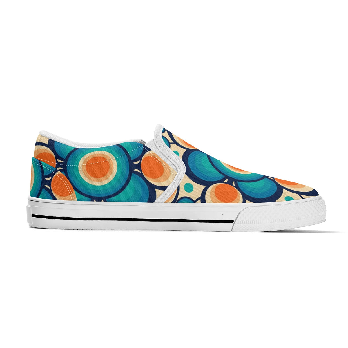 Retro Groovy Mod Canvas Loafer Shoes, Orange, Blue, Im Not Old, Im Mid Century Modern - Mid Century Modern Gal