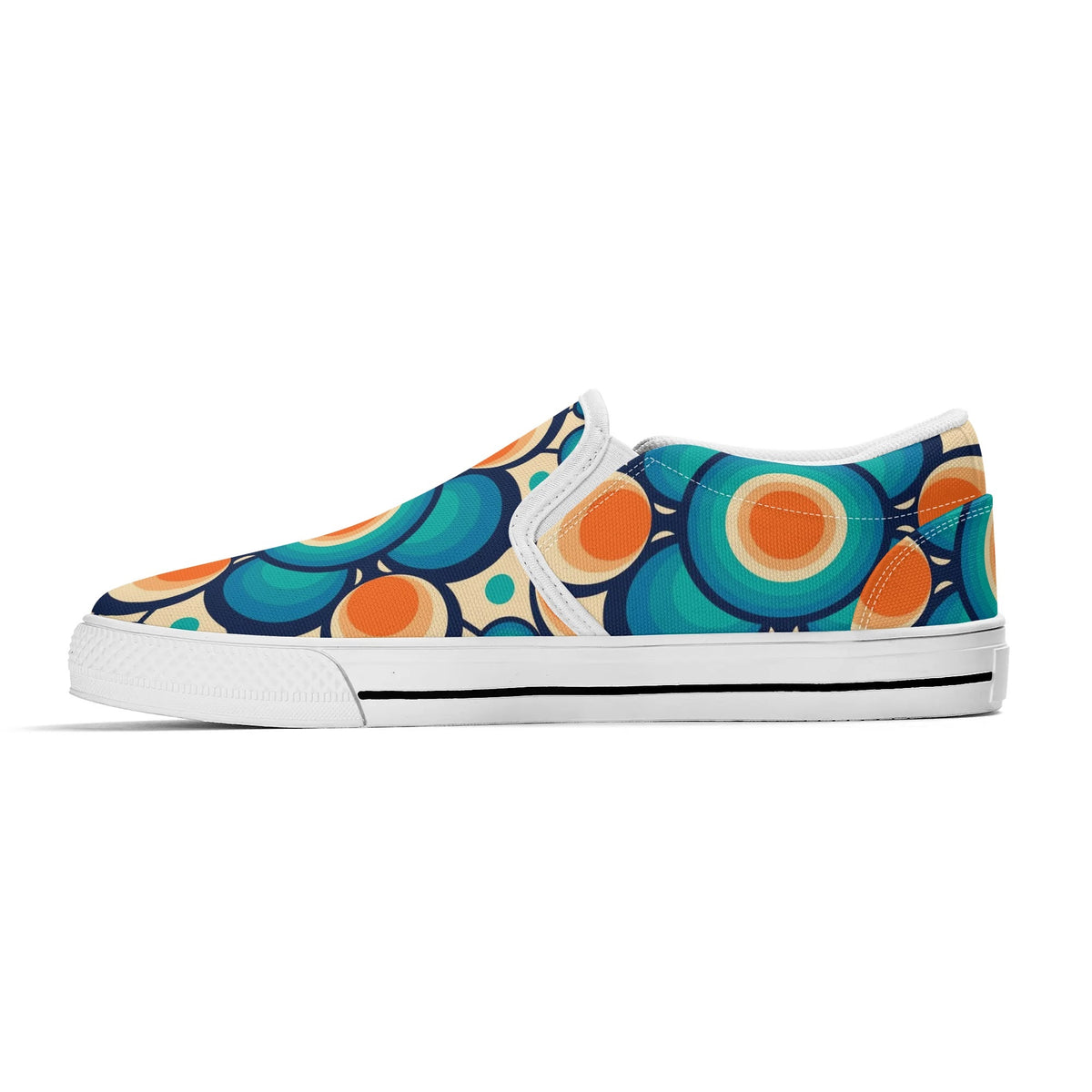 Retro Groovy Mod Canvas Loafer Shoes, Orange, Blue, Im Not Old, Im Mid Century Modern - Mid Century Modern Gal