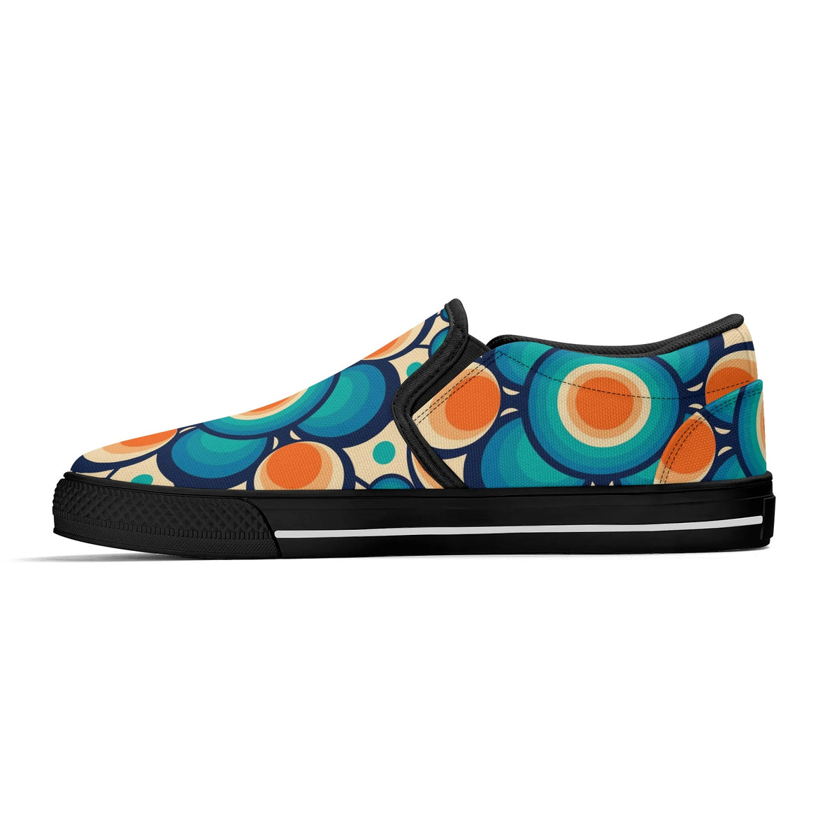 Retro Groovy Mod Canvas Loafer Shoes, Orange, Blue, Im Not Old, Im Mid Century Modern - Mid Century Modern Gal