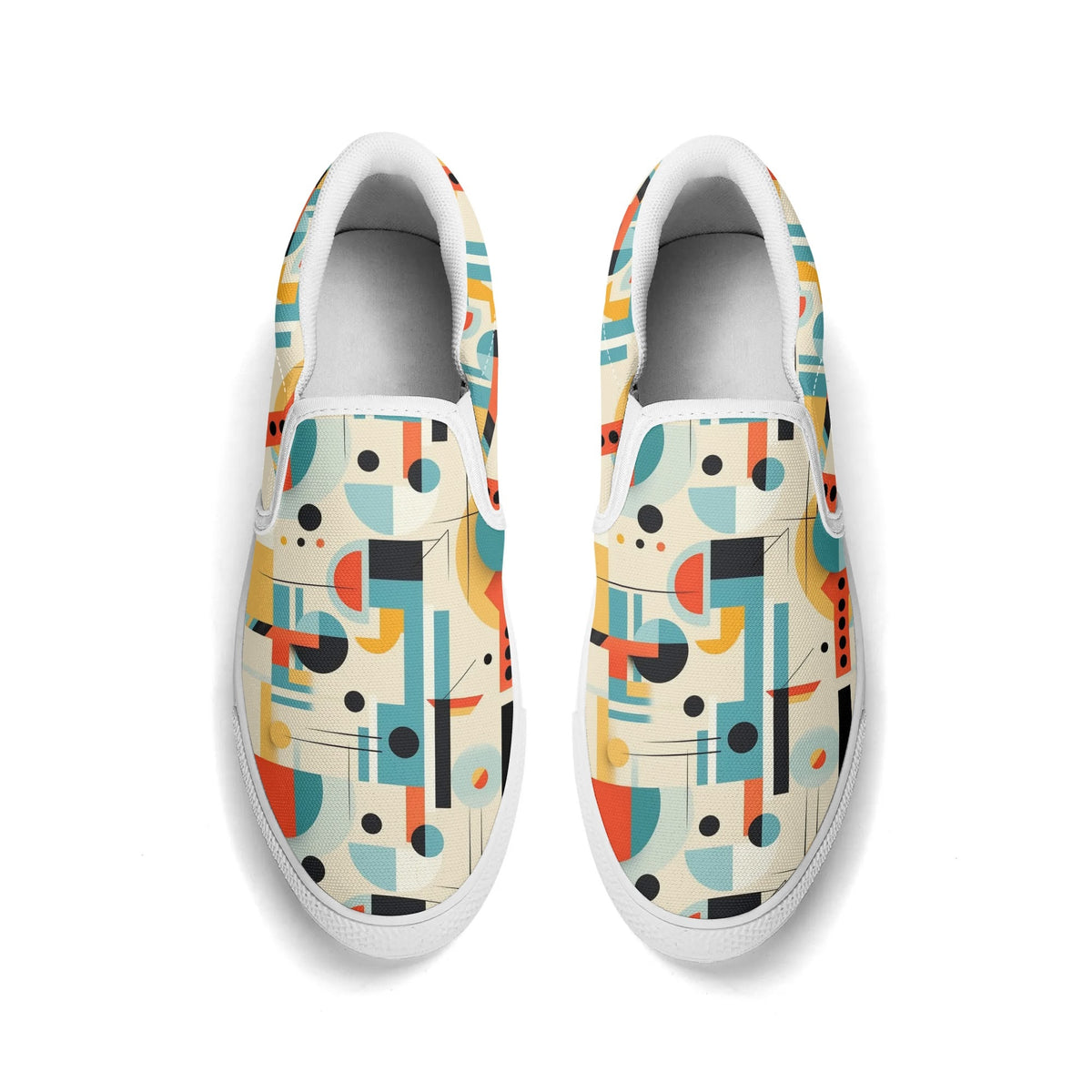 Mid Century Mens Canvas Loafers, Bauhaus Designed, Kitschy Fun Modern Man Shoes - Mid Century Modern Gal