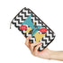Atomic Cat Mid Mod Black And White Kitschy Chevron Pattern Wallet - Mid Century Modern Gal