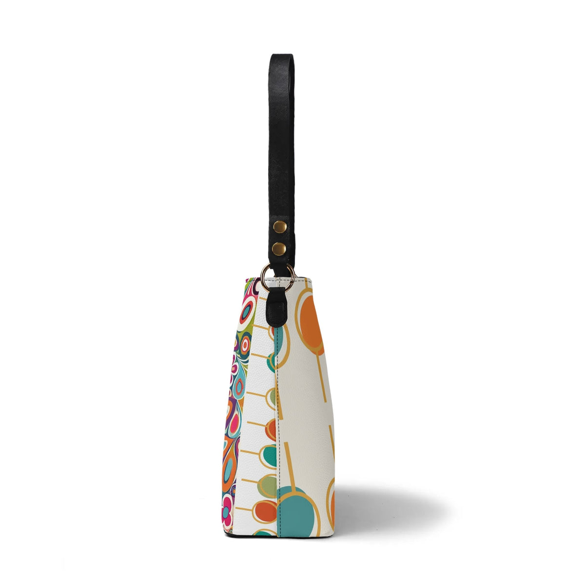 60s Mid Mod Shoulder Bag, Bucket Bag, Hippie Chick Funky Purse - Mid Century Modern Gal