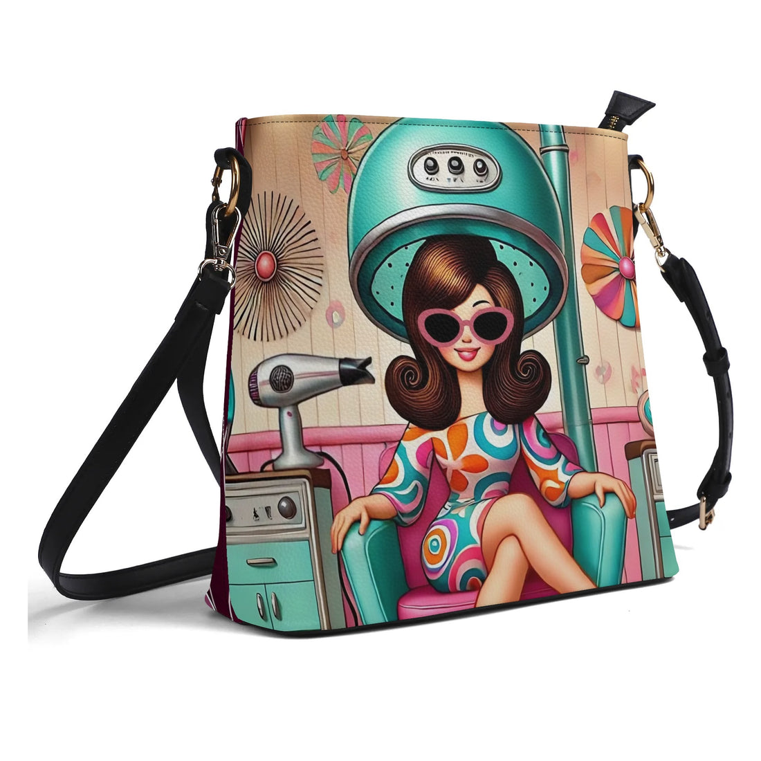 Kitschy Cute Hairdresser Aqua Net Designed, 80s Retro Hairdresser Bag - Mid Century Modern Gal