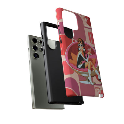 Mid Mod 60s Mod Gal, Kick Back Enjoy, Retro Chic Phone Case with Cocktail Design
