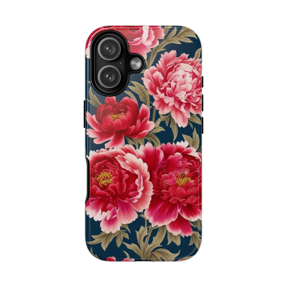 Chinoiserie Royal Blue Pink, Red Roses And Peony Floral Tough Phone Case