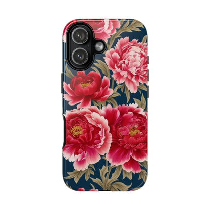Chinoiserie Royal Blue Pink, Red Roses And Peony Floral Tough Phone Case