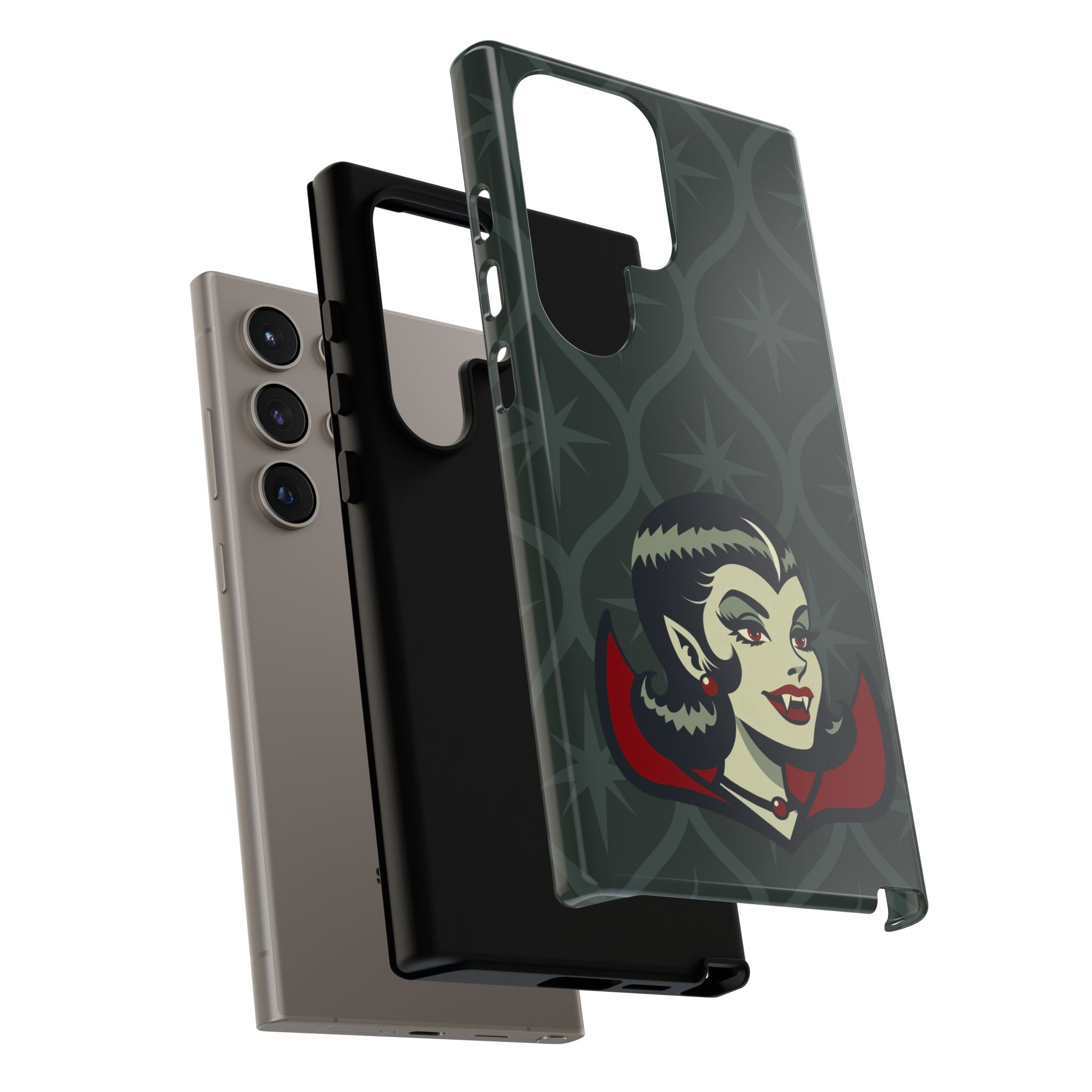 Vampire Dracula Girl Halloween Goth Horror Buff MCM Green Tough Phone Case