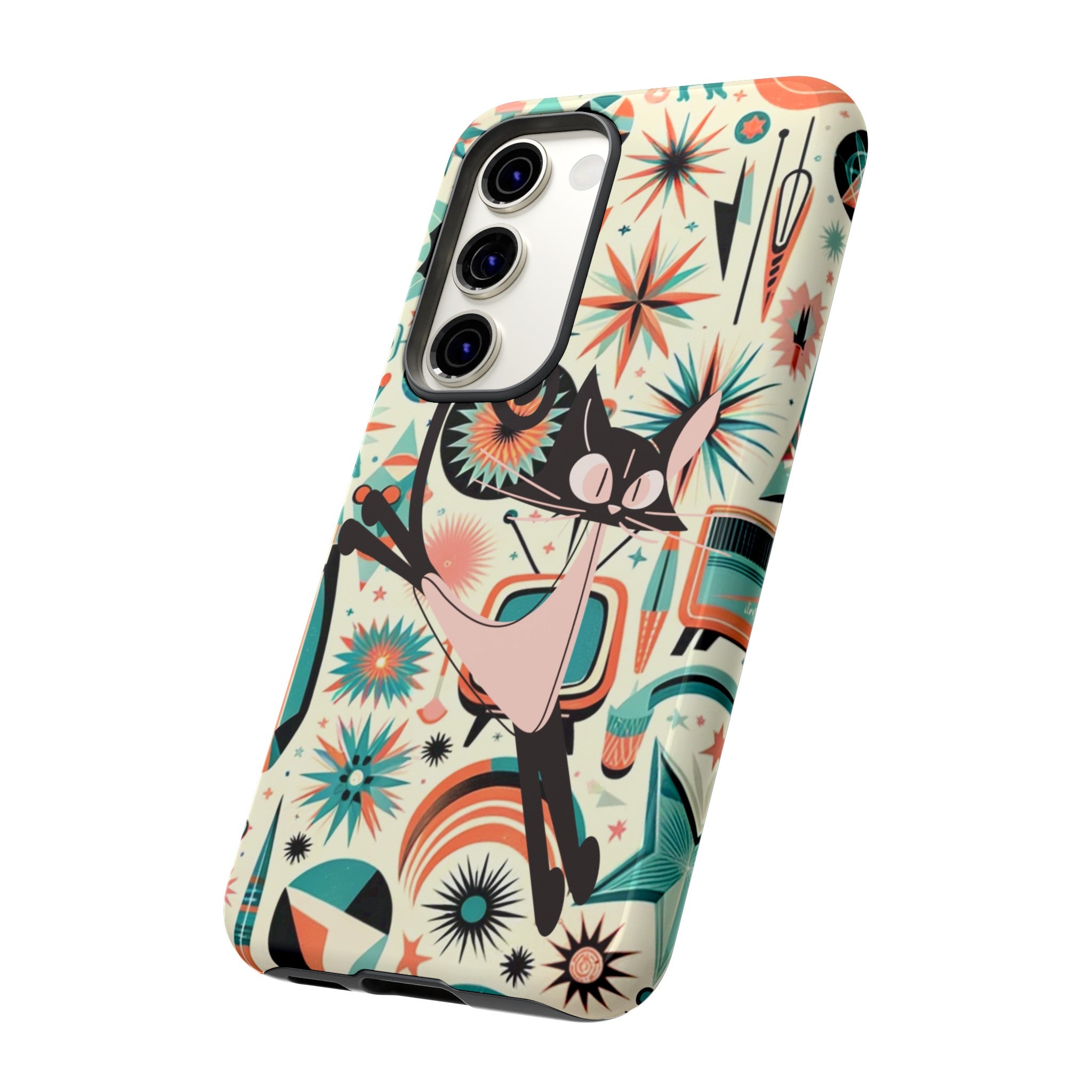 Atomic Kitty Boomerang Space Kitty Mid Century Modern Samsung, Smart Phone, Tough Cases