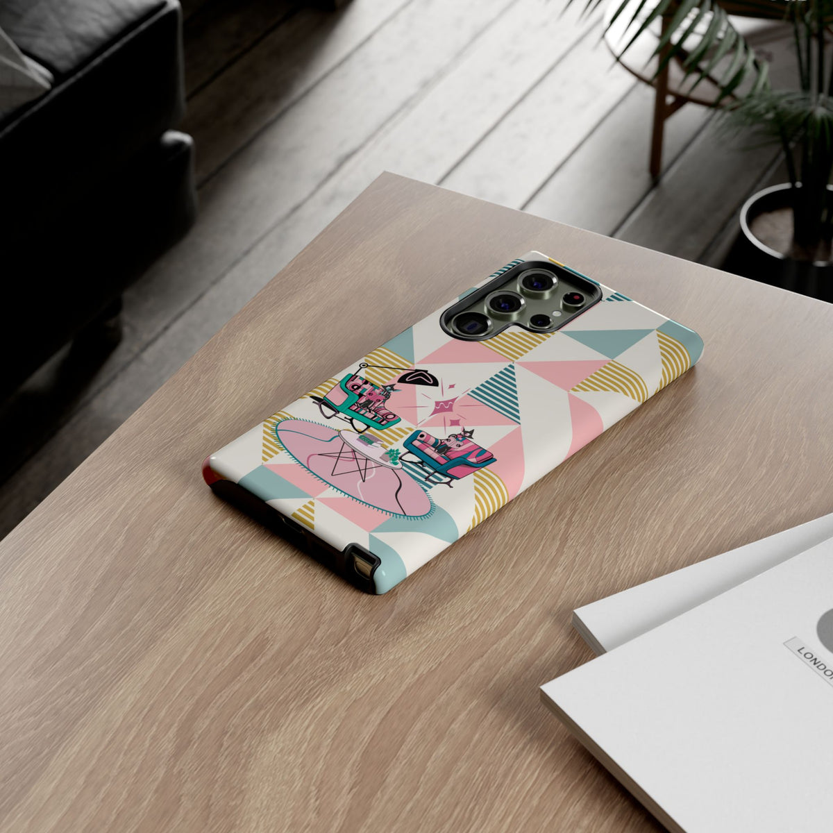 Atomic Cats Reading, Book Talk, Book Lover, Retro Chic Phone Case with Retro Vibe - Cozy Living Room Design