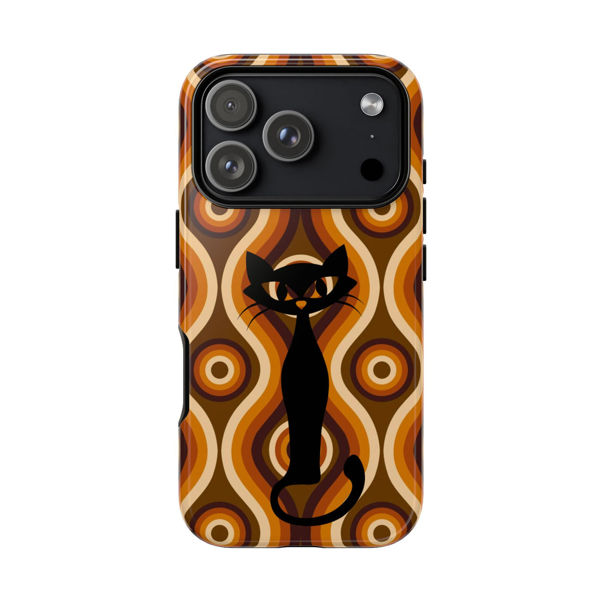 Retro Phone Case, Groovy Brown, Atomic Kitsch Cat Tough Smart Phone Cases