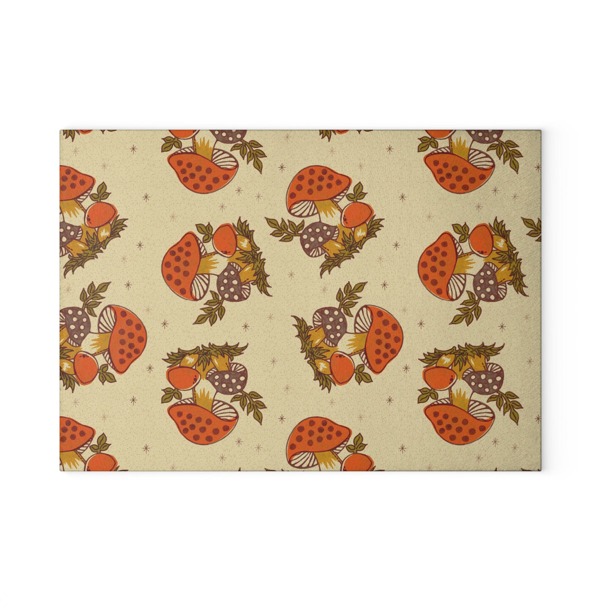 Vintage Merry Mushroom 70s Kitchen Glass Cutting Board - Mid Century Modern Gal