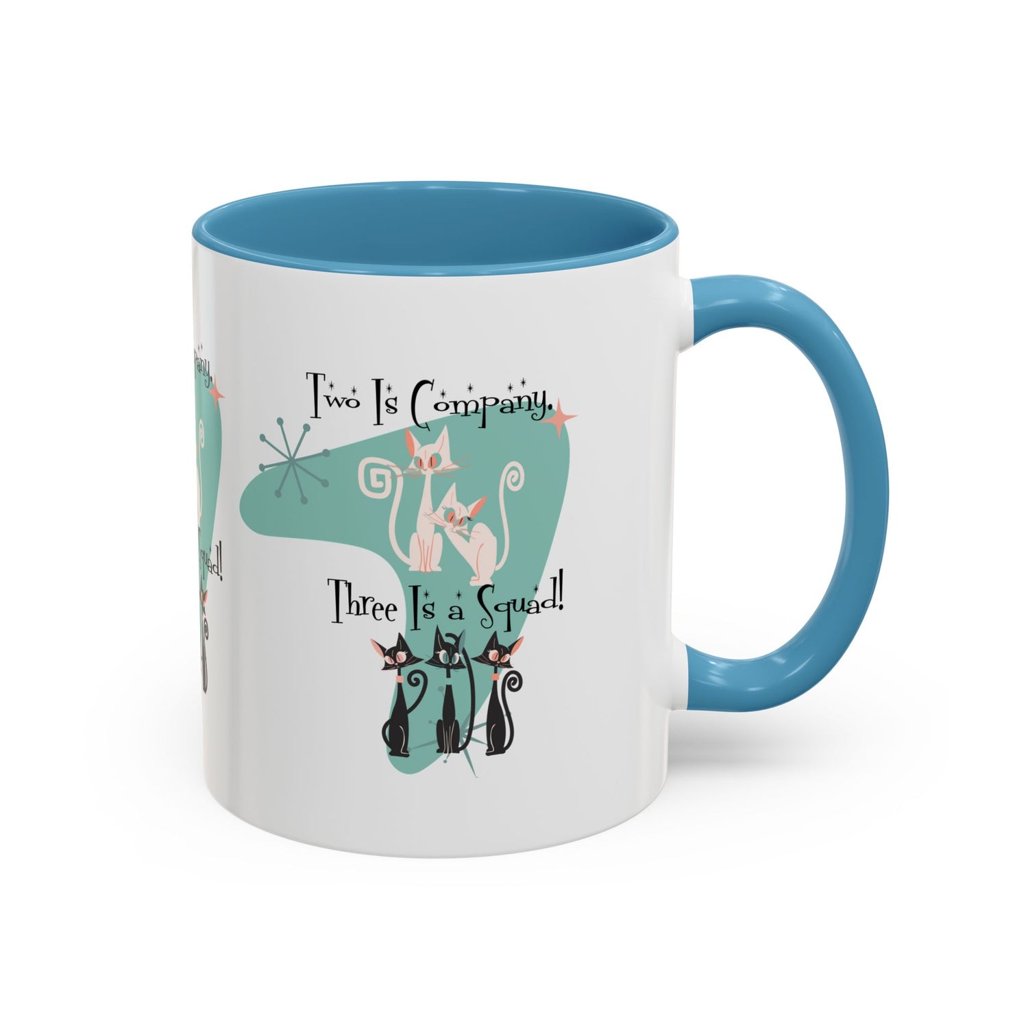 Atomic Cat Mug, Kitschy Cute Co-Worker, Best Mid Mod Charming Cat Coffee Mug - Mid Century Modern Gal