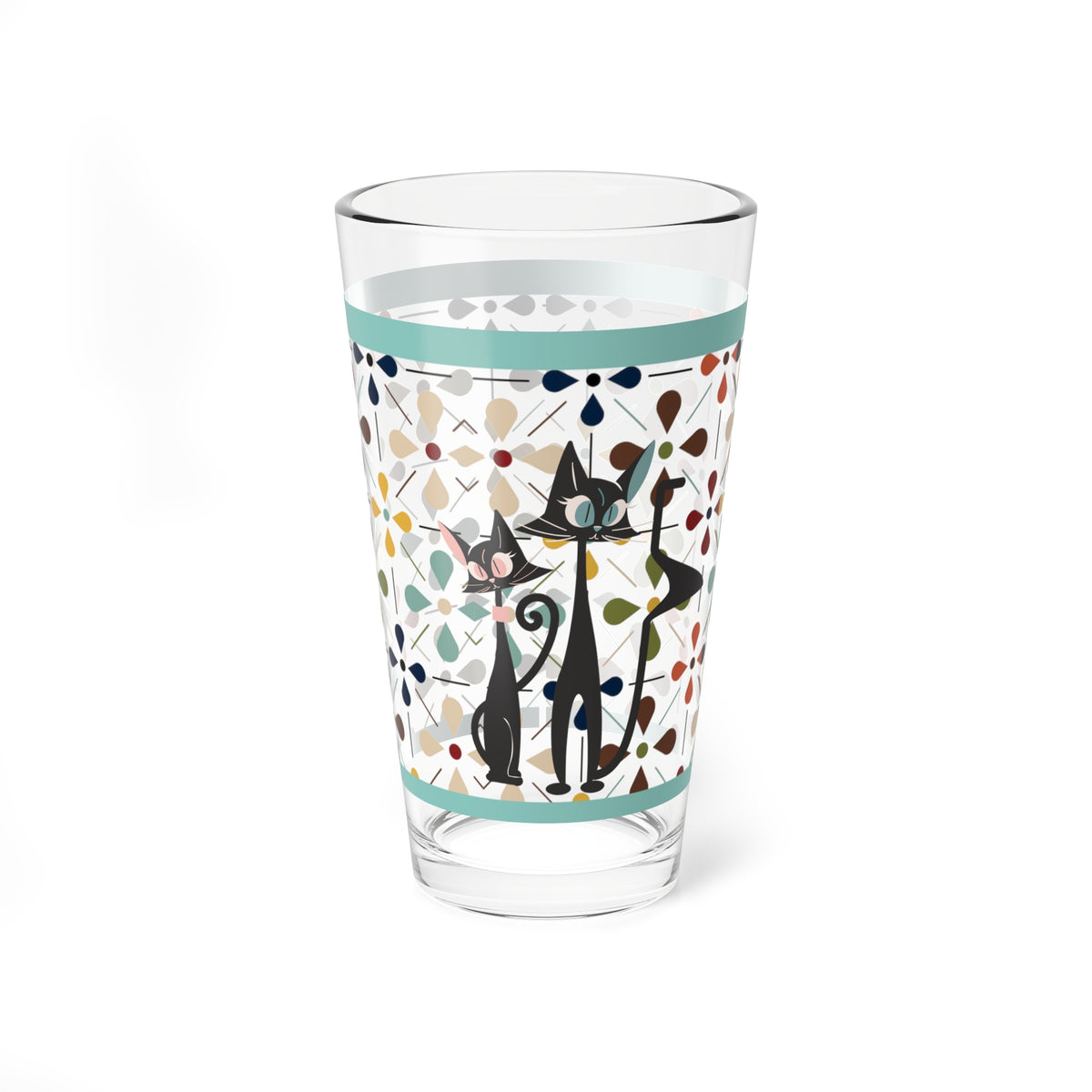 Mid Century Modern Barware, Atomic Cat Drinking Glass, Cool Cat Couples Gifts, Gift For Mom, Housewarming Gifts - Mid Century Modern Gal