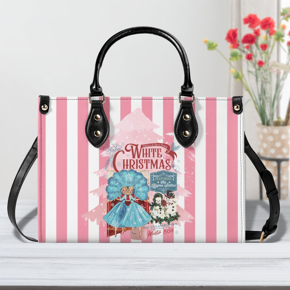 Sister Sister White Christmas Kitschy Fun Holiday Handbag