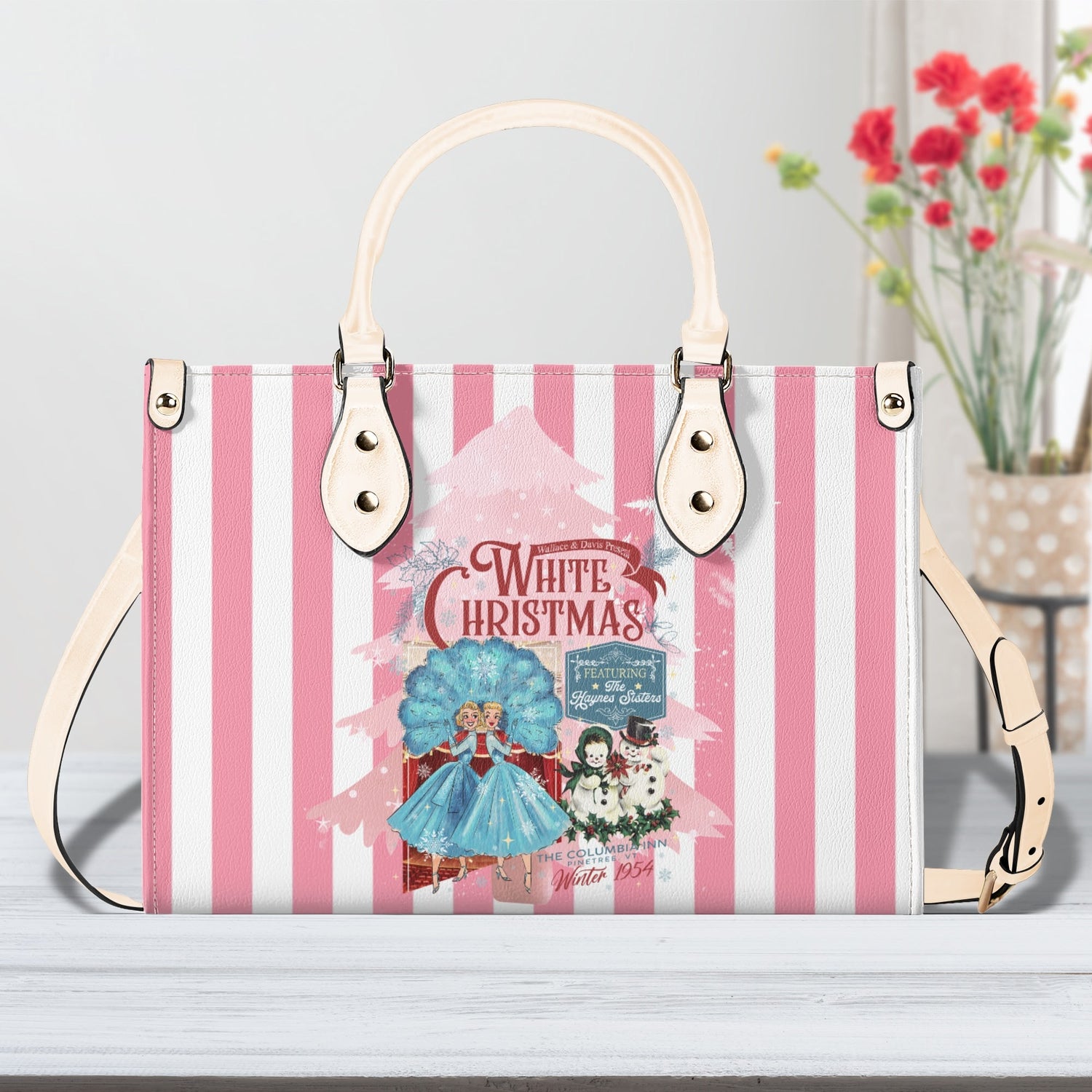 Sister Sister White Christmas Kitschy Fun Holiday Handbag