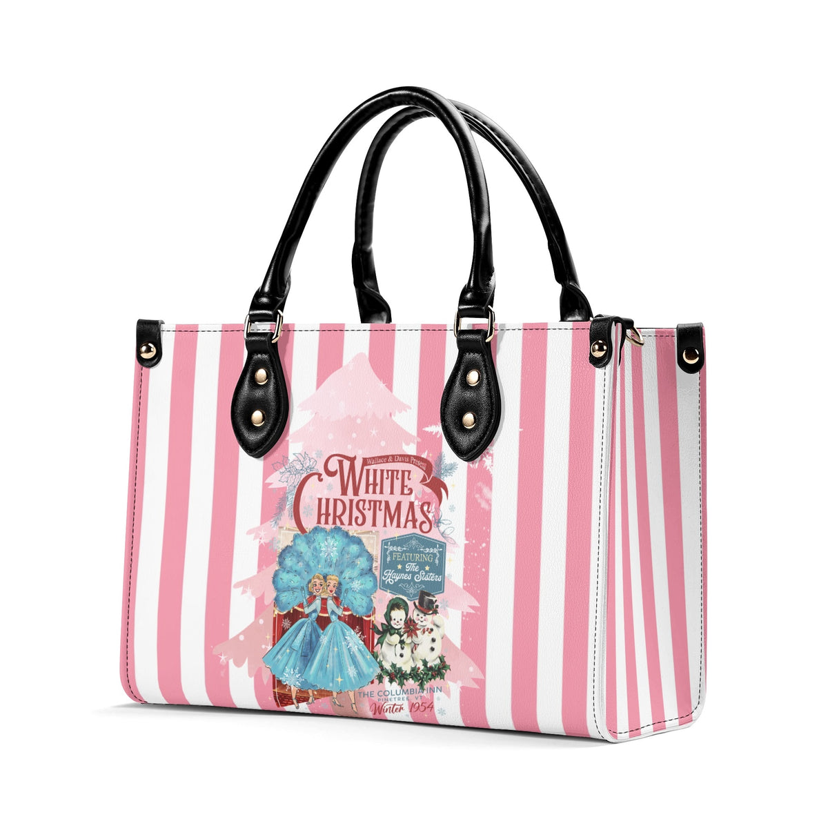 Sister Sister White Christmas Kitschy Fun Holiday Handbag - Mid Century Modern Gal