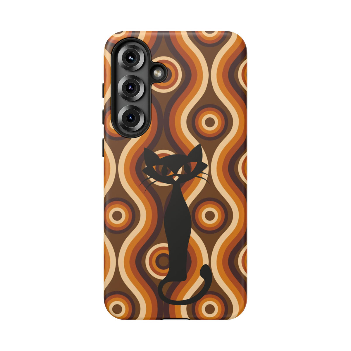 Retro Phone Case, Groovy Brown, Atomic Kitsch Cat Tough Smart Phone Cases