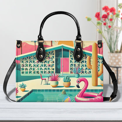 Mid Century Modern Gal Signature Palm Spring Cali Kitschy Flamingo Handbag - Mid Century Modern Gal