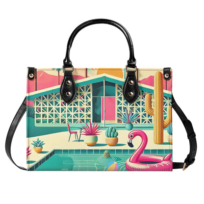 Mid Century Modern Gal Signature Palm Spring Cali Kitschy Flamingo Handbag - Mid Century Modern Gal