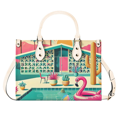 Mid Century Modern Gal Signature Palm Spring Cali Kitschy Flamingo Handbag - Mid Century Modern Gal