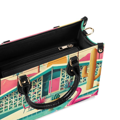 Mid Century Modern Gal Signature Palm Spring Cali Kitschy Flamingo Handbag - Mid Century Modern Gal