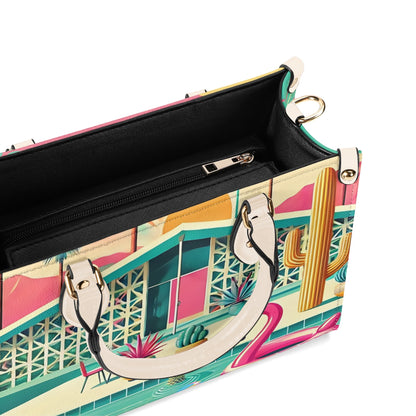 Mid Century Modern Gal Signature Palm Spring Cali Kitschy Flamingo Handbag - Mid Century Modern Gal