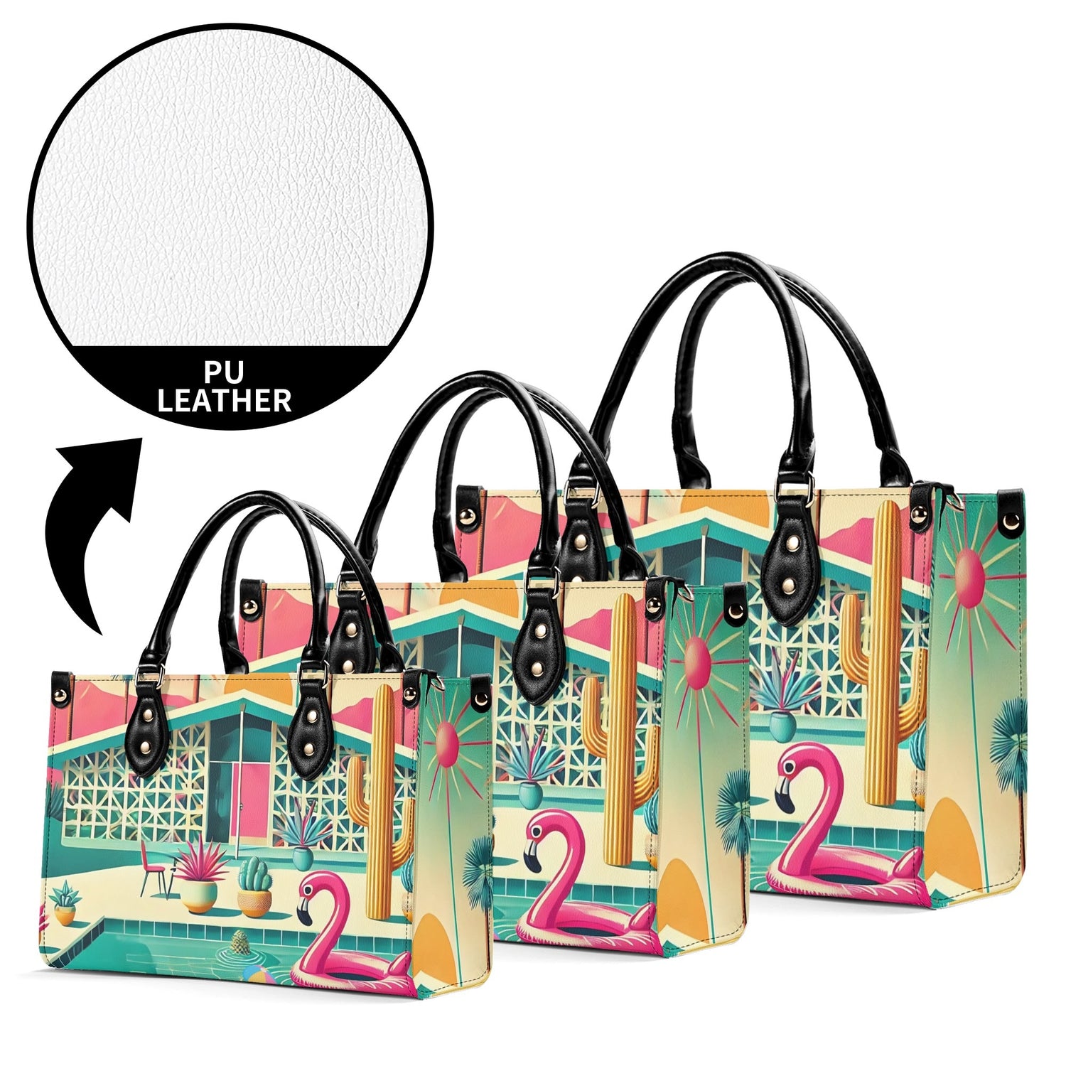 Mid Century Modern Gal Signature Palm Spring Cali Kitschy Flamingo Handbag - Mid Century Modern Gal