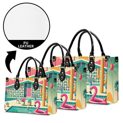 Mid Century Modern Gal Signature Palm Spring Cali Kitschy Flamingo Handbag - Mid Century Modern Gal