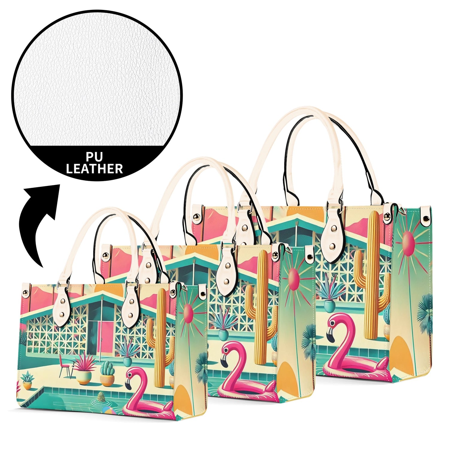 Mid Century Modern Gal Signature Palm Spring Cali Kitschy Flamingo Handbag - Mid Century Modern Gal