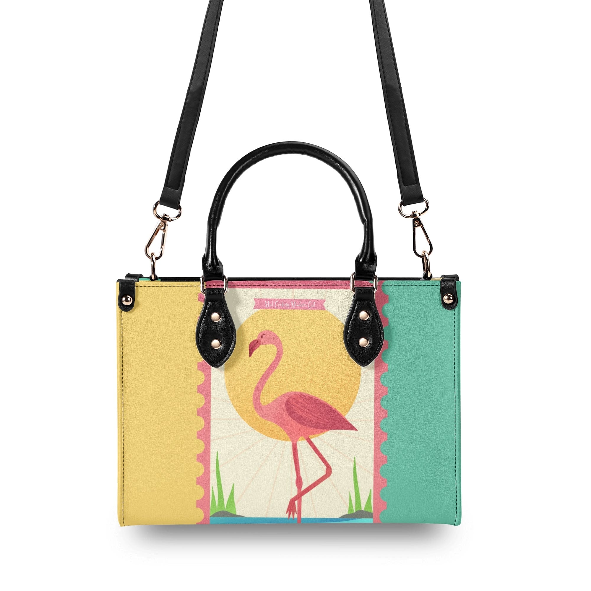Mid Century Modern Gal Signature Palm Spring Cali Kitschy Flamingo Handbag - Mid Century Modern Gal