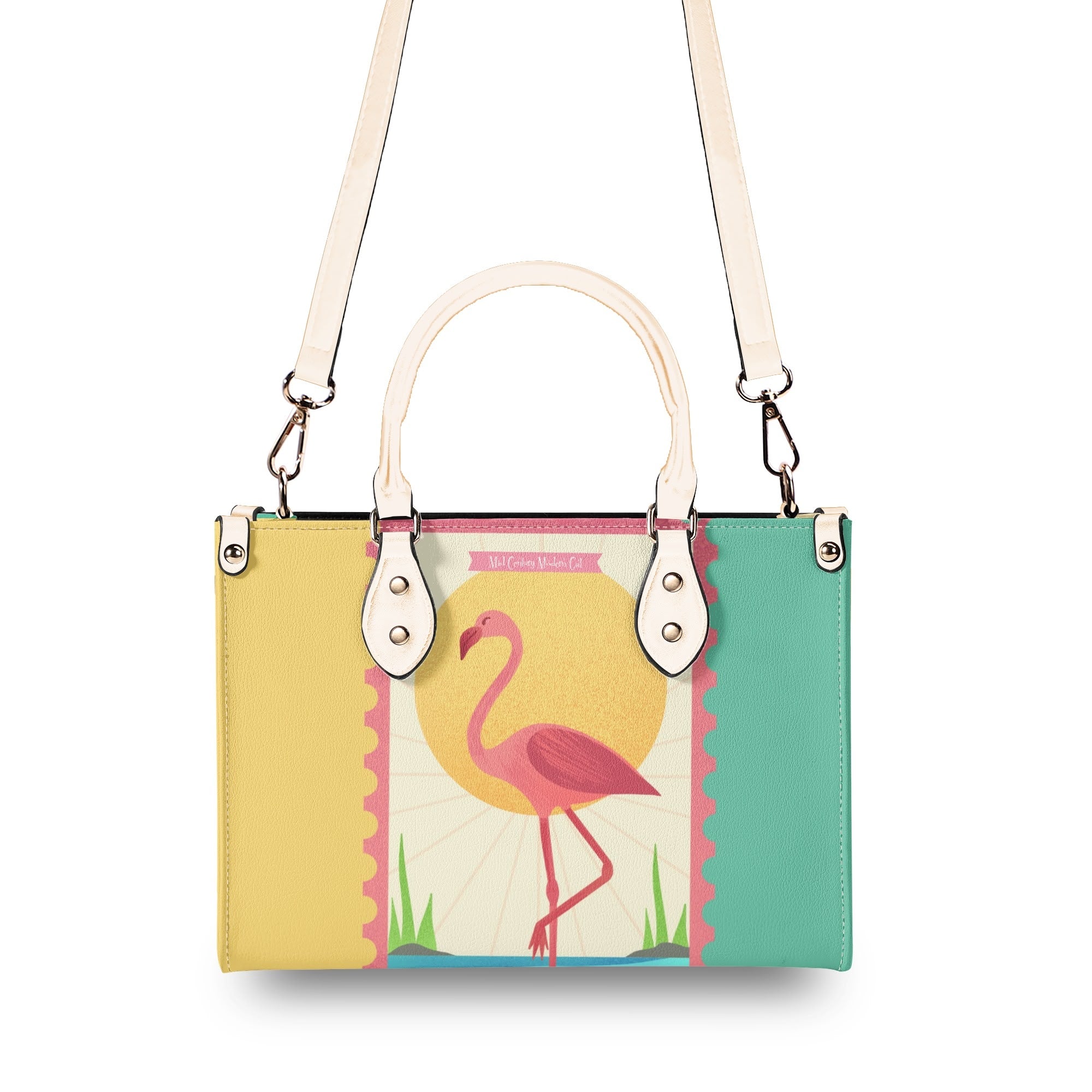 Mid Century Modern Gal Signature Palm Spring Cali Kitschy Flamingo Handbag - Mid Century Modern Gal