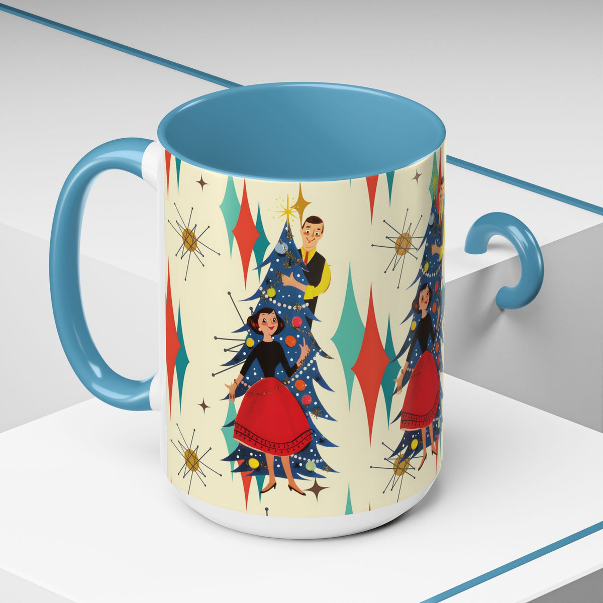 Mid Century Modern 50s Kitsch Christmas Starburst Coffee Mug - Mid Century Modern Gal