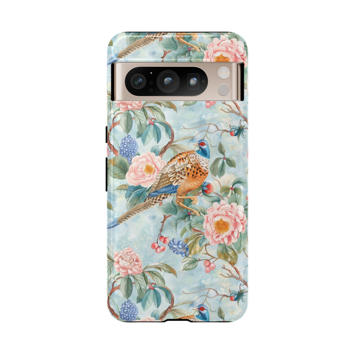 Chinoiserie Designed Floral Pheasant Phone Case with Bird Design
