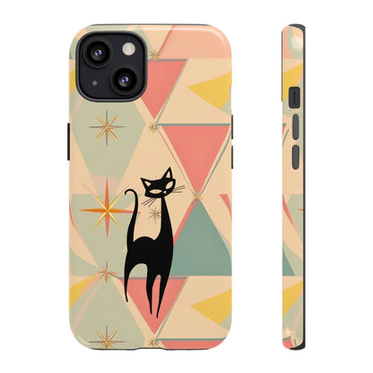Atomic Cat Mid Mod Retro Cat Phone Case | Tough Cases with Vintage Vibe | Ideal for Cat Lovers