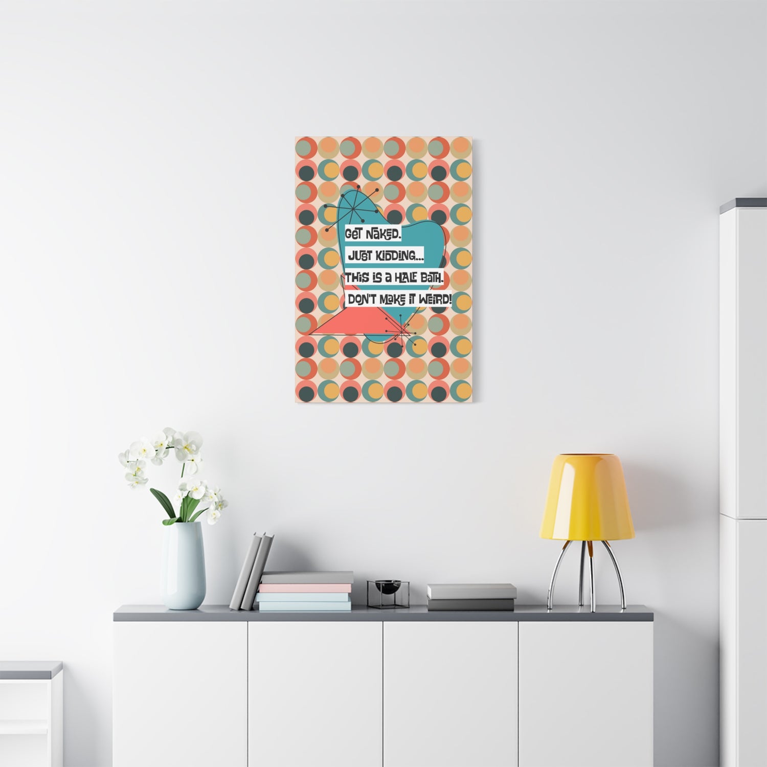 Funny Bathroom Art, Mid Century Modern Kitschy Style, Get Naked, MCM Wall Art - Mid Century Modern Gal