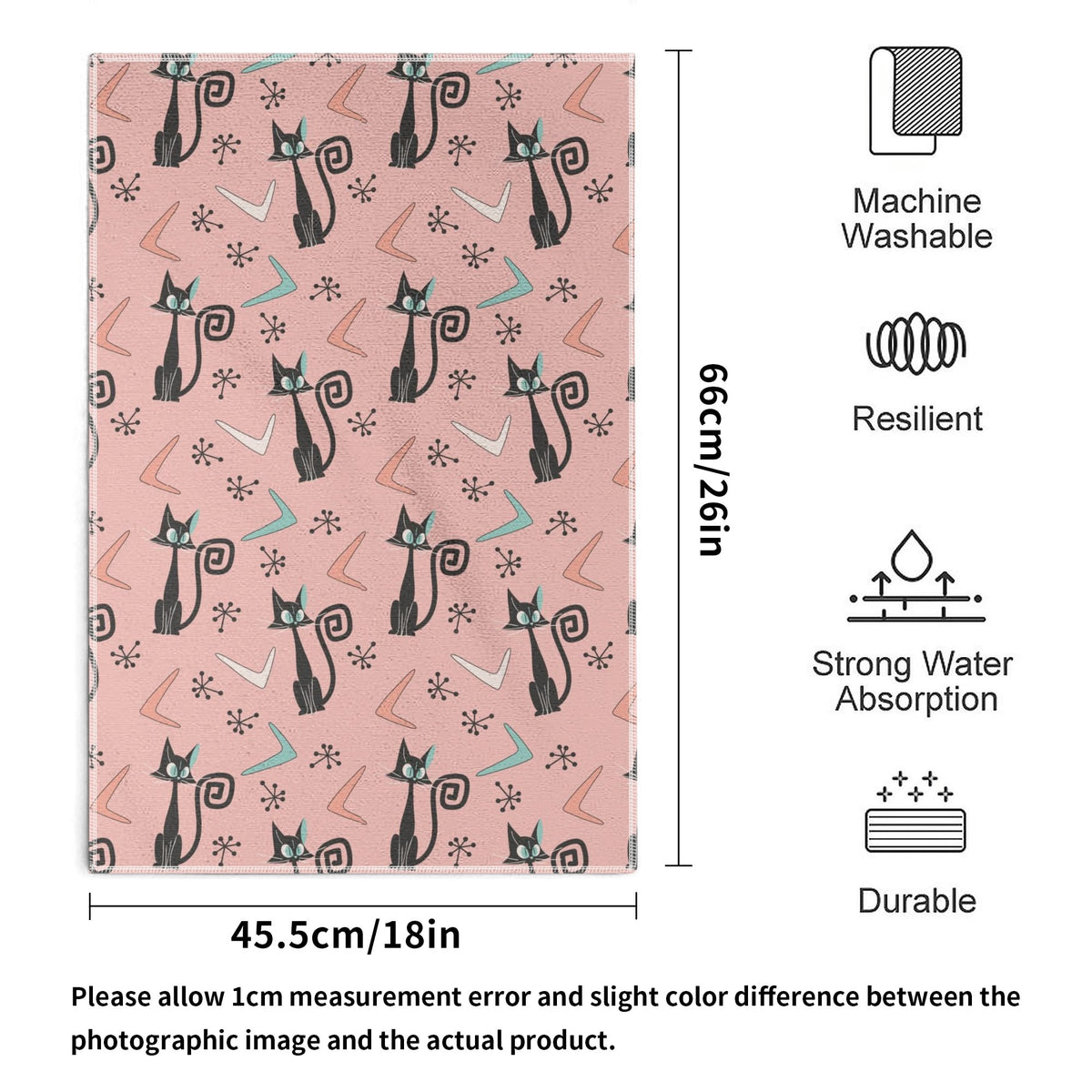Atomic Cat Mid Century Modern Kitchen, Bath Towels Set of 6 - Mid Century Modern Gal