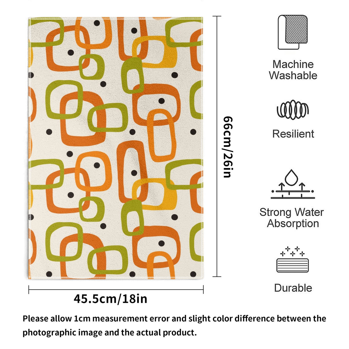 Mid Century Modern Kitchen, Bath Hand Towels Orange Teal Mustard Yellow - Mid Century Modern Gal