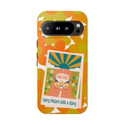 Retro Phone Case, Orange Flower Power, Polaroid Picture, Mod Smart Phone Tough Phone Cases