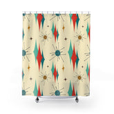 Atomic Franciscan Starburst Retro Shower Curtain - Mid-Century Modern Design for Stylish Bathrooms - Mid Century Modern Gal