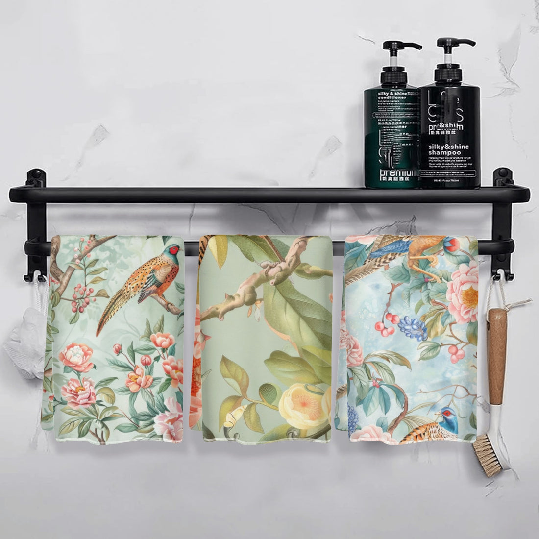 Chinoiserie Bathroom, Kitchen Floral Elegant Handtowels - Mid Century Modern Gal