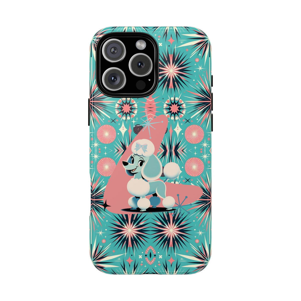 1950s Mid Century Modern Atomic Pink, Poodle Retro Smart Phone Tough Cases