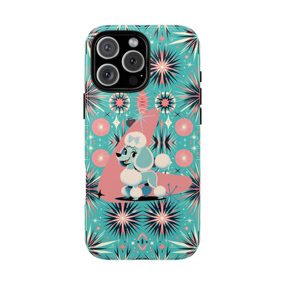 1950s Mid Century Modern Atomic Pink, Poodle Retro Smart Phone Tough Cases